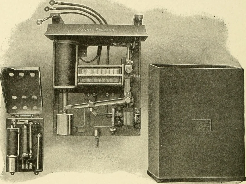 An illustration from Cyclopedia of applied electricity : a general reference work on direct-current generators and motors, storage batteries, electrochemistry, welding, electric wiring, meters, electric lighting, electric railways, power stations, switchboards, power transmission, alternating-current machinery, telegraphy, etc., 1916, leaf 321