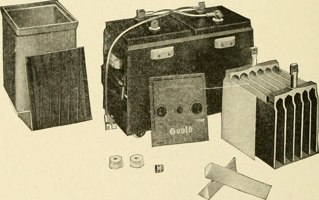 An illustration from Cyclopedia of applied electricity : a general reference work on direct-current generators and motors, storage batteries, electrochemistry, welding, electric wiring, meters, electric lighting, electric railways, power stations, switchboards, power transmission, alternating-current machinery, telegraphy, etc., 1916, leaf 321