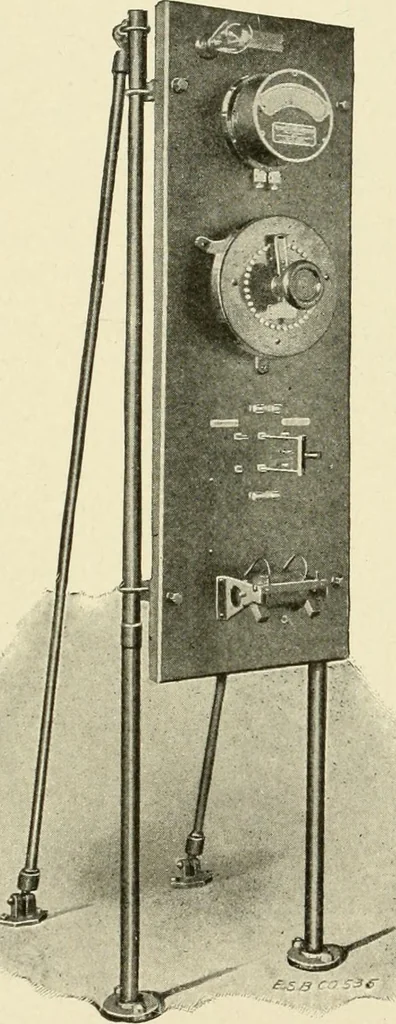 An illustration from Cyclopedia of applied electricity : a general reference work on direct-current generators and motors, storage batteries, electrochemistry, welding, electric wiring, meters, electric lighting, electric railways, power stations, switchboards, power transmission, alternating-current machinery, telegraphy, etc., 1916, leaf 328