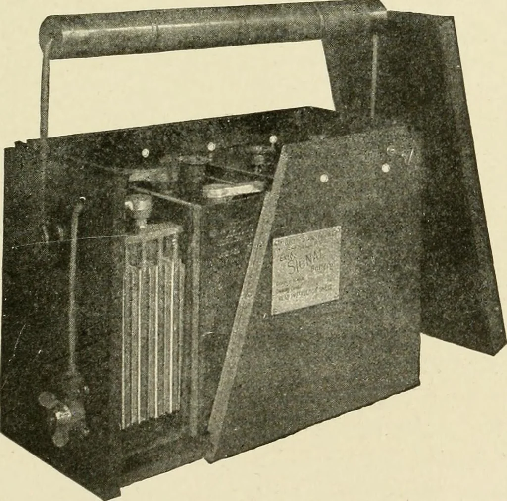 An illustration from Cyclopedia of applied electricity : a general reference work on direct-current generators and motors, storage batteries, electrochemistry, welding, electric wiring, meters, electric lighting, electric railways, power stations, switchboards, power transmission, alternating-current machinery, telegraphy, etc., 1916, leaf 336