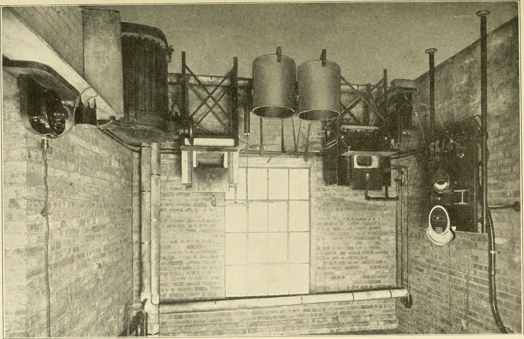 An illustration from Cyclopedia of applied electricity : a general reference work on direct-current generators and motors, storage batteries, electrochemistry, welding, electric wiring, meters, electric lighting, electric railways, power stations, switchboards, power transmission, alternating-current machinery, telegraphy, etc., 1916, leaf 341