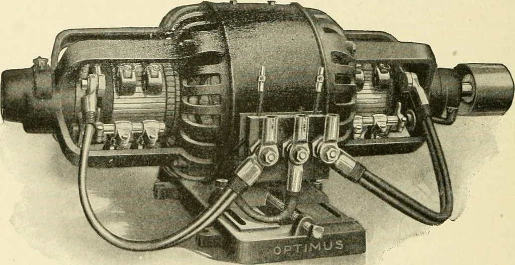 An illustration from Cyclopedia of applied electricity : a general reference work on direct-current generators and motors, storage batteries, electrochemistry, welding, electric wiring, meters, electric lighting, electric railways, power stations, switchboards, power transmission, alternating-current machinery, telegraphy, etc., 1916, leaf 361