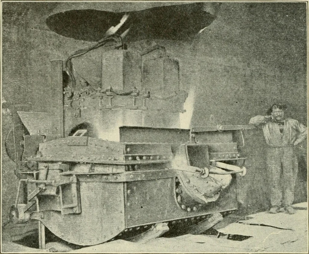An illustration from Cyclopedia of applied electricity : a general reference work on direct-current generators and motors, storage batteries, electrochemistry, welding, electric wiring, meters, electric lighting, electric railways, power stations, switchboards, power transmission, alternating-current machinery, telegraphy, etc., 1916, leaf 421