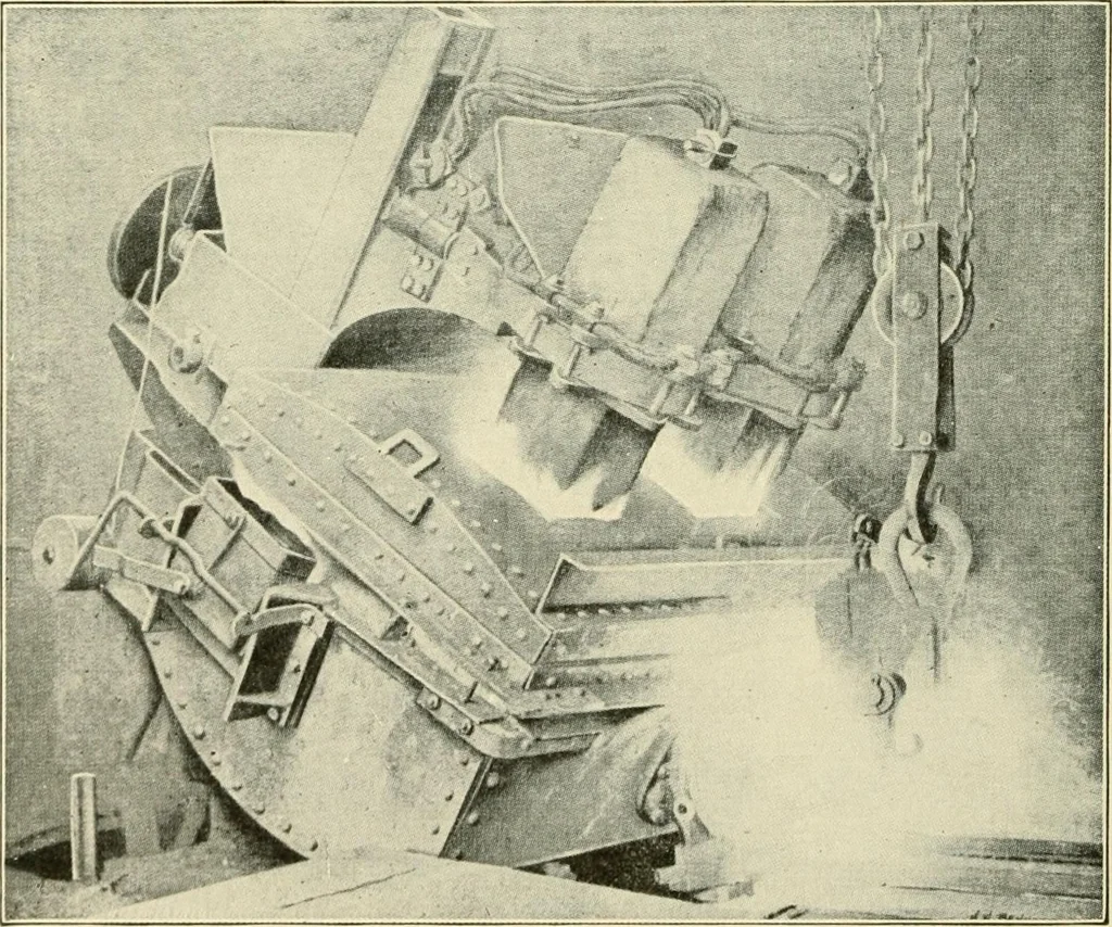 An illustration from Cyclopedia of applied electricity : a general reference work on direct-current generators and motors, storage batteries, electrochemistry, welding, electric wiring, meters, electric lighting, electric railways, power stations, switchboards, power transmission, alternating-current machinery, telegraphy, etc., 1916, leaf 421