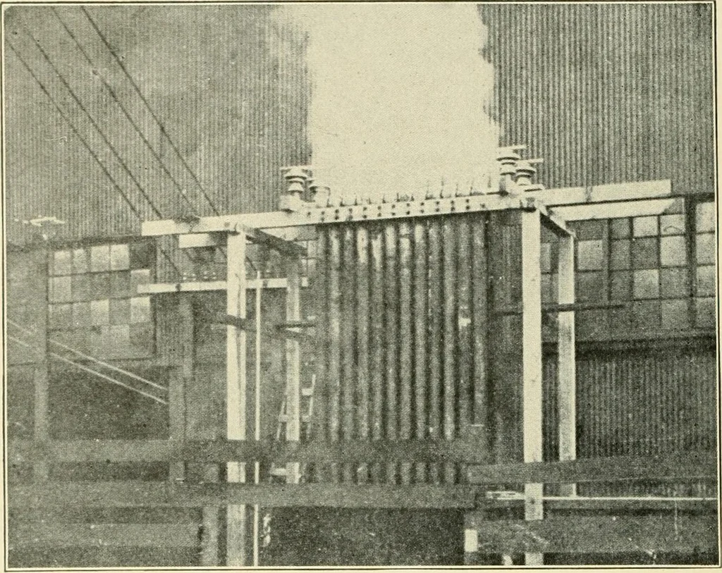 An illustration from Cyclopedia of applied electricity : a general reference work on direct-current generators and motors, storage batteries, electrochemistry, welding, electric wiring, meters, electric lighting, electric railways, power stations, switchboards, power transmission, alternating-current machinery, telegraphy, etc., 1916, leaf 431