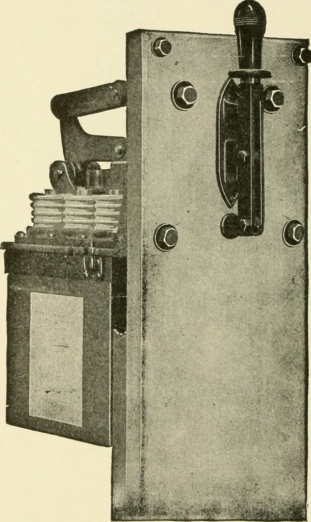 An illustration from Cyclopedia of applied electricity : a general reference work on direct-current generators and motors, storage batteries, electrochemistry, welding, electric wiring, meters, electric lighting, electric railways, power stations, switchboards, power transmission, alternating-current machinery, telegraphy, etc., 1916, leaf 81