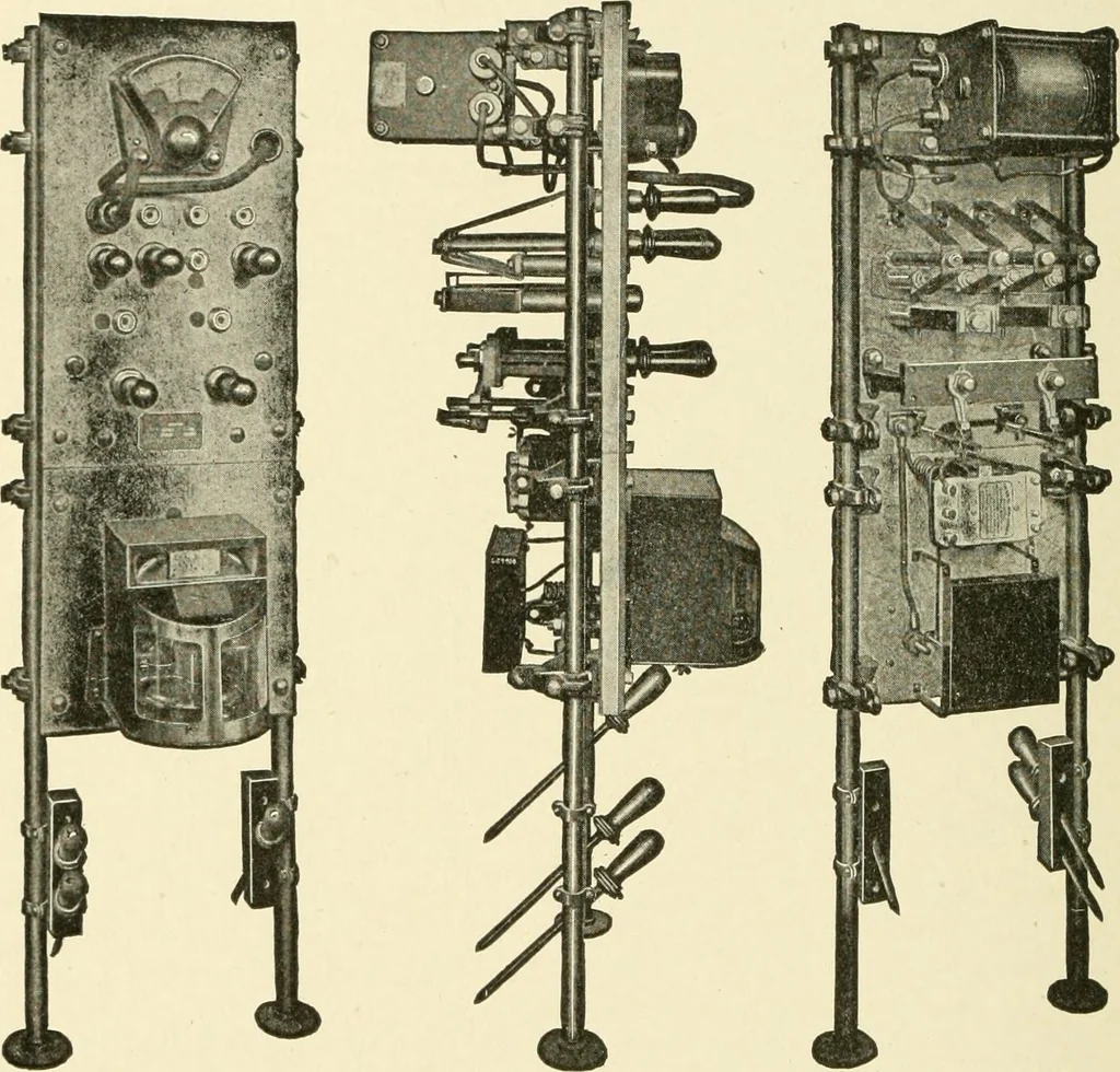 An illustration from Cyclopedia of applied electricity : a general reference work on direct-current generators and motors, storage batteries, electrochemistry, welding, electric wiring, meters, electric lighting, electric railways, power stations, switchboards, power transmission, alternating-current machinery, telegraphy, etc., 1916, leaf 85
