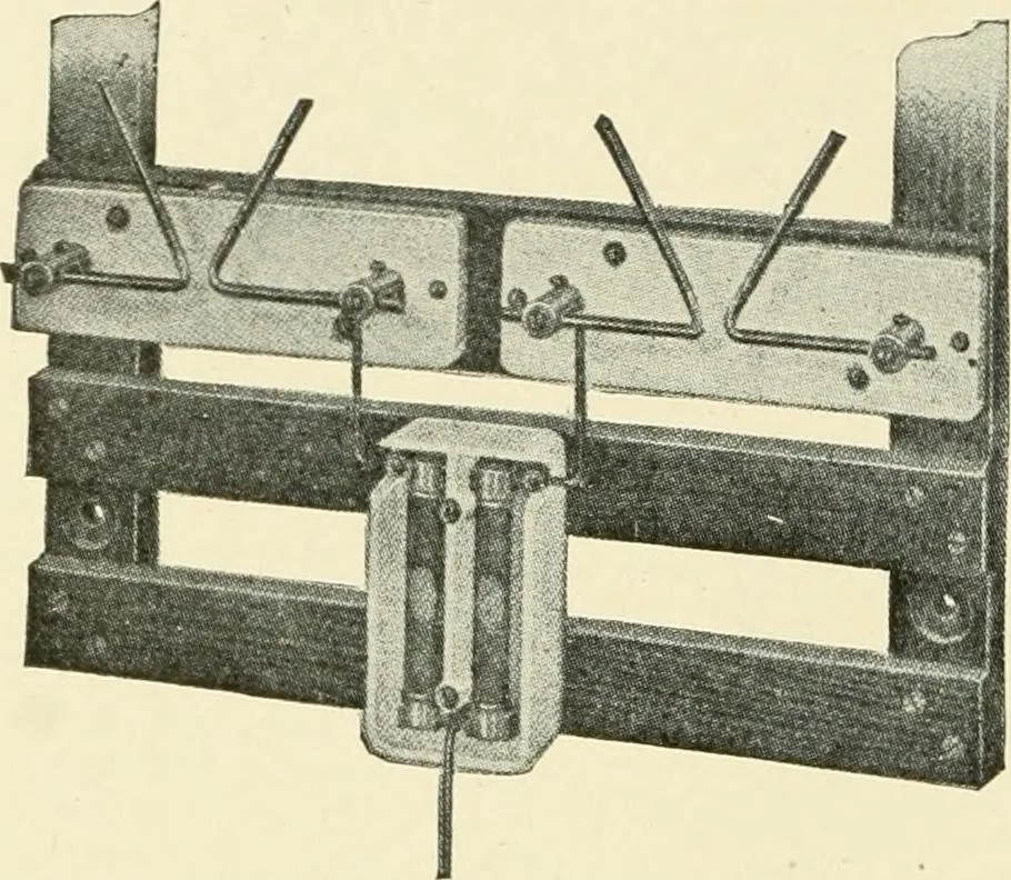 An illustration from Cyclopedia of applied electricity : a general reference work on direct-current generators and motors, storage batteries, electrochemistry, welding, electric wiring, meters, electric lighting, electric railways, power stations, switchboards, power transmission, alternating-current machinery, telegraphy, etc., 1916, leaf 89