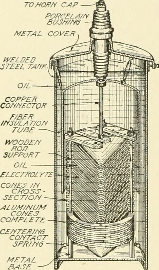 An illustration from Cyclopedia of applied electricity : a general reference work on direct-current generators and motors, storage batteries, electrochemistry, welding, electric wiring, meters, electric lighting, electric railways, power stations, switchboards, power transmission, alternating-current machinery, telegraphy, etc., 1916, leaf 91