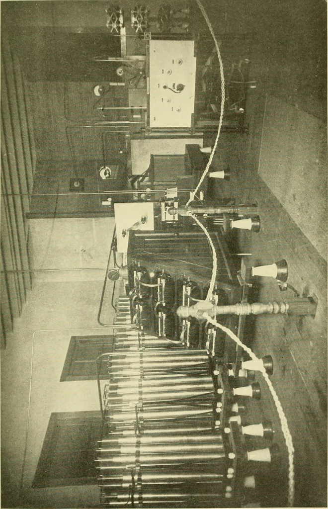 An illustration from Cyclopedia of applied electricity : a general reference work on direct-current generators and motors, storage batteries, electrochemistry, welding, electric wiring, meters, electric lighting, electric railways, power stations, switchboards, power transmission, alternating-current machinery, telegraphy, etc., 1916, leaf 124