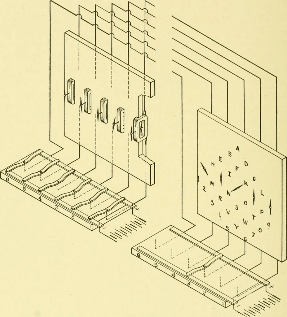 An illustration from Cyclopedia of applied electricity : a general reference work on direct-current generators and motors, storage batteries, electrochemistry, welding, electric wiring, meters, electric lighting, electric railways, power stations, switchboards, power transmission, alternating-current machinery, telegraphy, etc., 1916, leaf 23