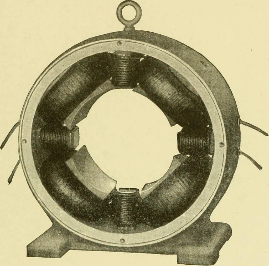 An illustration from Cyclopedia of applied electricity : a general reference work on direct-current generators and motors, storage batteries, electrochemistry, welding, electric wiring, meters, electric lighting, electric railways, power stations, switchboards, power transmission, alternating-current machinery, telegraphy, etc., 1916, leaf 252