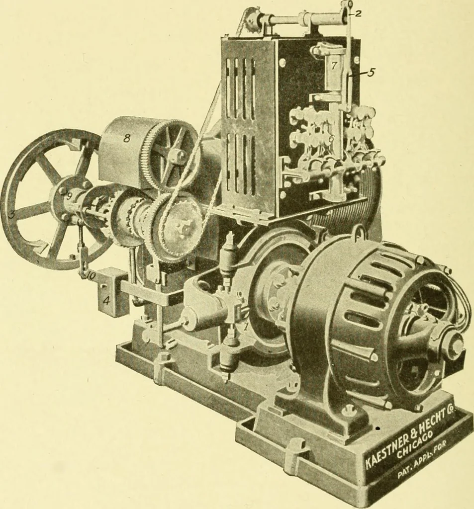 An illustration from Cyclopedia of applied electricity : a general reference work on direct-current generators and motors, storage batteries, electrochemistry, welding, electric wiring, meters, electric lighting, electric railways, power stations, switchboards, power transmission, alternating-current machinery, telegraphy, etc., 1916, leaf 259