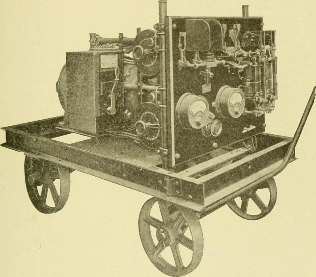 An illustration from Cyclopedia of applied electricity : a general reference work on direct-current generators and motors, storage batteries, electrochemistry, welding, electric wiring, meters, electric lighting, electric railways, power stations, switchboards, power transmission, alternating-current machinery, telegraphy, etc., 1916, leaf 382