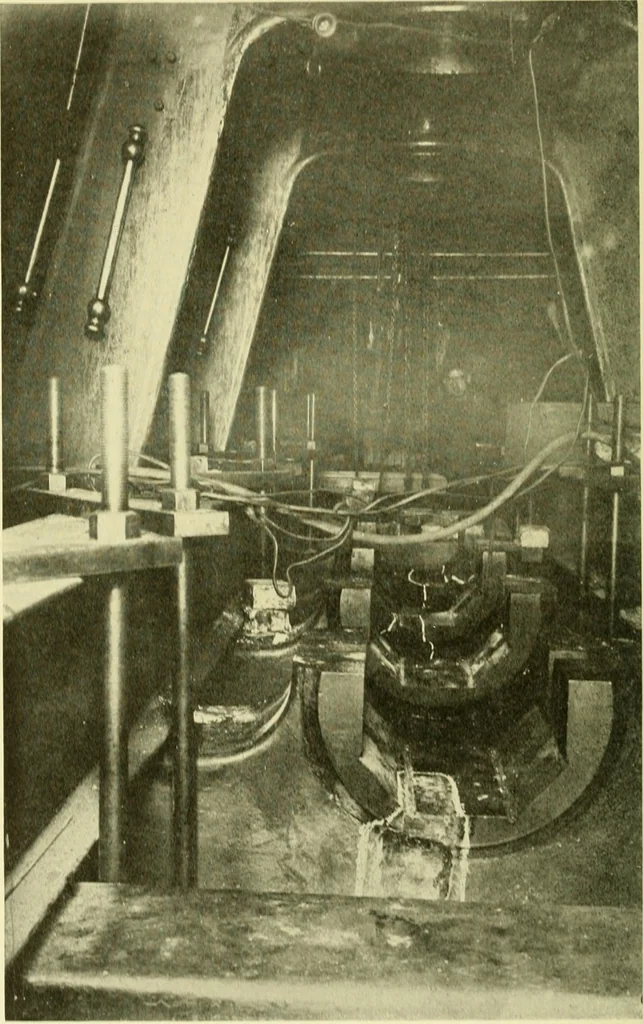 An illustration from Cyclopedia of applied electricity : a general reference work on direct-current generators and motors, storage batteries, electrochemistry, welding, electric wiring, meters, electric lighting, electric railways, power stations, switchboards, power transmission, alternating-current machinery, telegraphy, etc., 1916, leaf 405