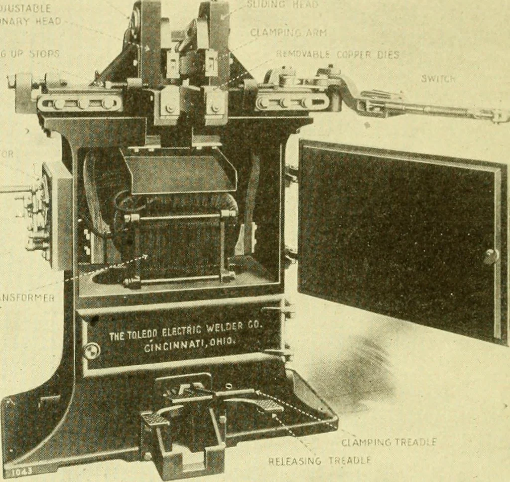 An illustration from Cyclopedia of applied electricity : a general reference work on direct-current generators and motors, storage batteries, electrochemistry, welding, electric wiring, meters, electric lighting, electric railways, power stations, switchboards, power transmission, alternating-current machinery, telegraphy, etc., 1916, leaf 407