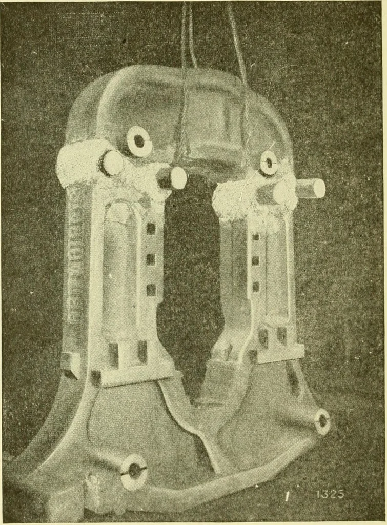 An illustration from Cyclopedia of applied electricity : a general reference work on direct-current generators and motors, storage batteries, electrochemistry, welding, electric wiring, meters, electric lighting, electric railways, power stations, switchboards, power transmission, alternating-current machinery, telegraphy, etc., 1916, leaf 465