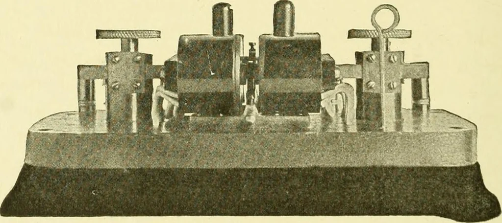 An illustration from Cyclopedia of applied electricity : a general reference work on direct-current generators and motors, storage batteries, electrochemistry, welding, electric wiring, meters, electric lighting, electric railways, power stations, switchboards, power transmission, alternating-current machinery, telegraphy, etc., 1916, leaf 59
