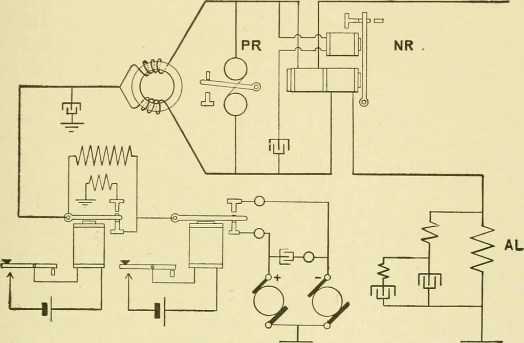 An illustration from Cyclopedia of applied electricity : a general reference work on direct-current generators and motors, storage batteries, electrochemistry, welding, electric wiring, meters, electric lighting, electric railways, power stations, switchboards, power transmission, alternating-current machinery, telegraphy, etc., 1916, leaf 62