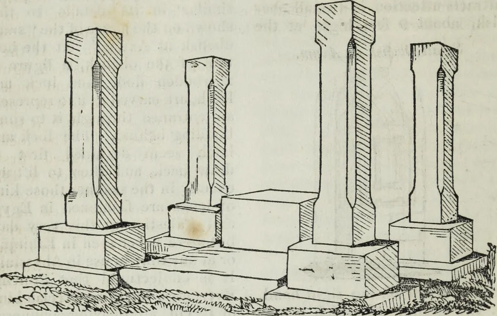 An illustration from Cyclopedia of architecture, historical, descriptive, typographical, decorative, theoretical and mechanical, alphabetically arranged, familiarly explained, and adapted to the comprehension of workmen, etc., etc. By Robert Stuart [pseud.] ... Two volumes in one. .., 1854, leaf 43