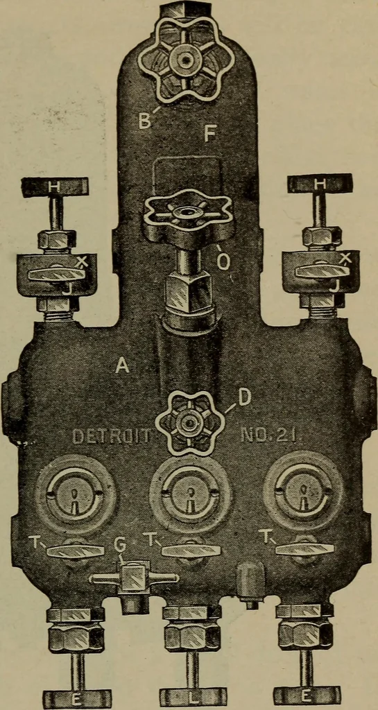 An illustration from Cyclopedia of locomotive engineering, with examination questions and answers; a practical manual on the construction care and management of modern locomotives, 1916, leaf 418