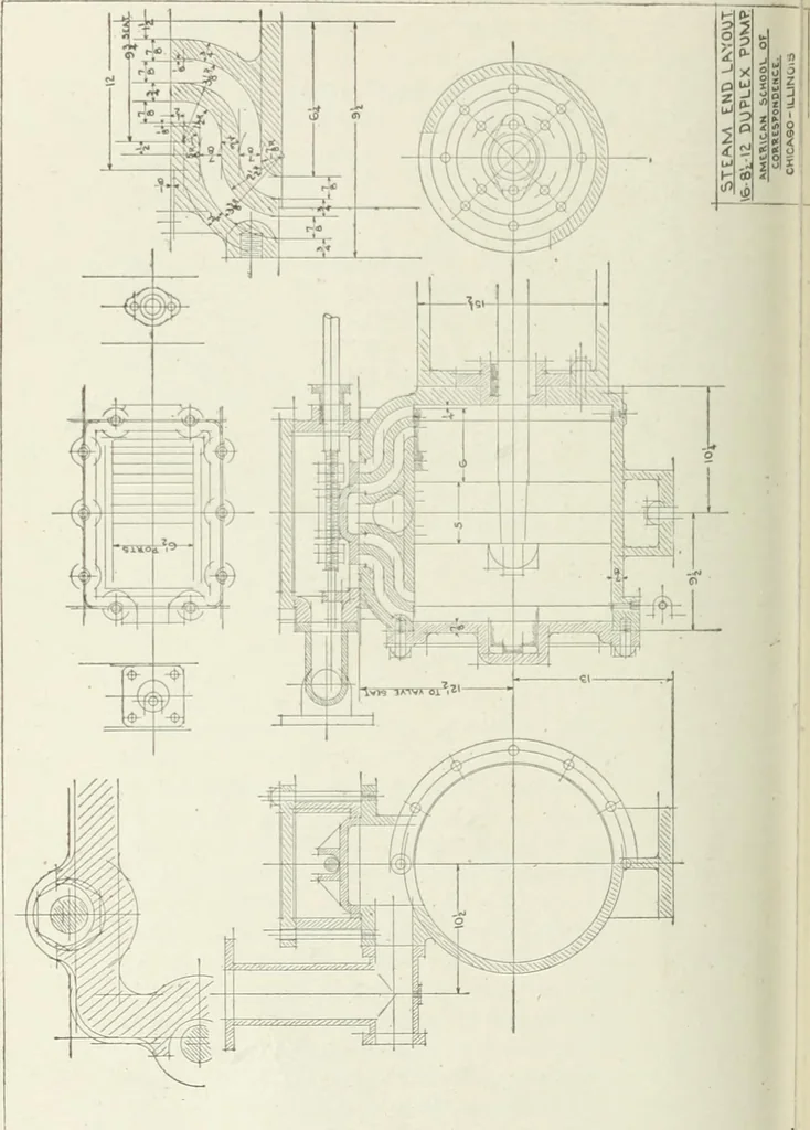 An illustration from Cyclopedia of mechanical engineering; a general reference work. Editor-in-chief Howard Monroe Raymond. Assisted by a corps of mechanical engineers, technical experts, and designers of the highest professional standing, 1908, leaf 135