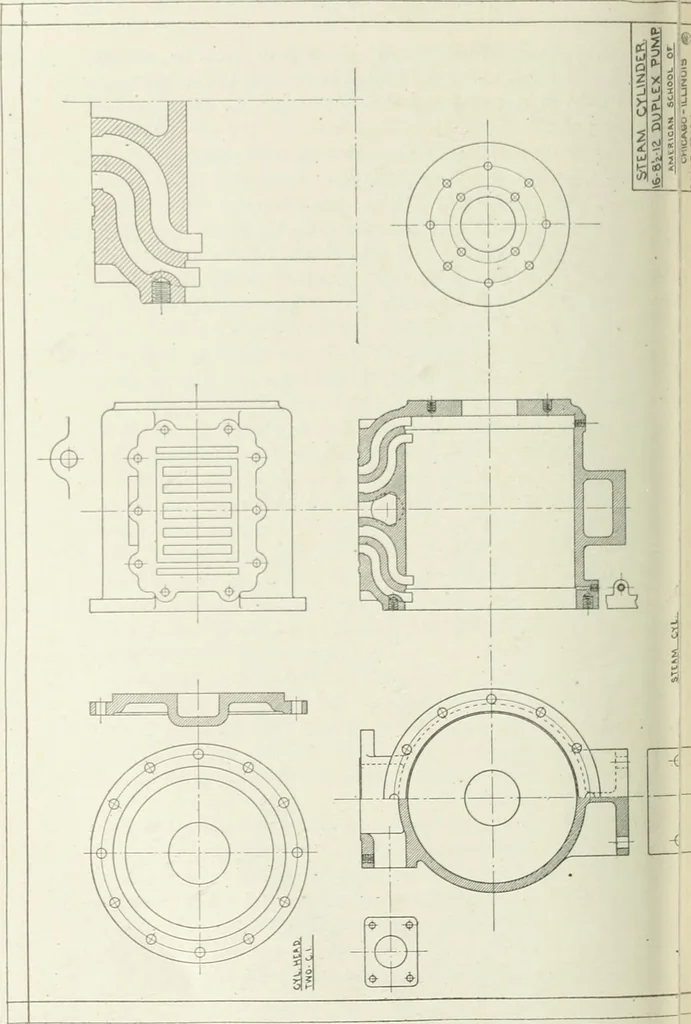 An illustration from Cyclopedia of mechanical engineering; a general reference work. Editor-in-chief Howard Monroe Raymond. Assisted by a corps of mechanical engineers, technical experts, and designers of the highest professional standing, 1908, leaf 145