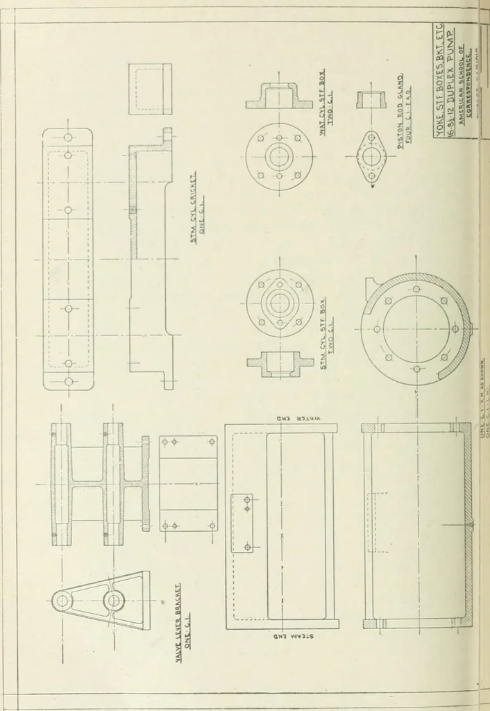 An illustration from Cyclopedia of mechanical engineering; a general reference work. Editor-in-chief Howard Monroe Raymond. Assisted by a corps of mechanical engineers, technical experts, and designers of the highest professional standing, 1908, leaf 173