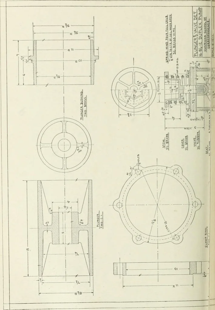 An illustration from Cyclopedia of mechanical engineering; a general reference work. Editor-in-chief Howard Monroe Raymond. Assisted by a corps of mechanical engineers, technical experts, and designers of the highest professional standing, 1908, leaf 185