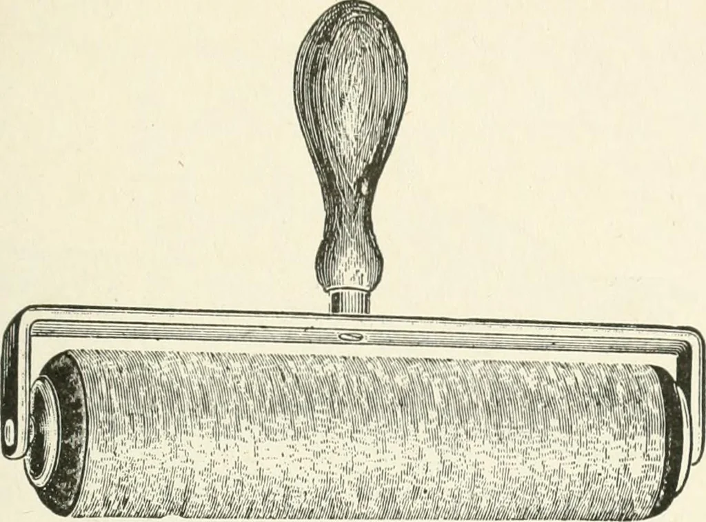 An illustration from Cyclopedia of painting : containing useful and valuable information on the following subjects : adulteration of paint, blistering of paint, brushes, calcimining, carriage painting, china painting, colors, color harmony, color mixing, color testing, exterior painting, gilding, graining, house painting, marbling, mildew, oils and driers, oil painting on glass, painting a bath tub, painting in distemper, paperhanger's tools, paperhanging, pigments, plain oil painting, primary colors, priming, scenic painting, sign painting, stains, staining, stencilling, turpentine, varnishes, varnishing, water color painting, when not to paint, practical points on painting, useful information, 1908, leaf 275