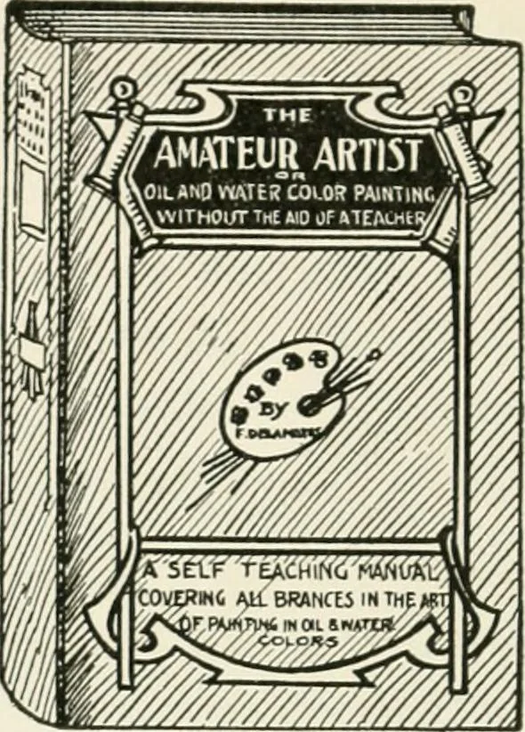 An illustration from Cyclopedia of painting : containing useful and valuable information on the following subjects : adulteration of paint, blistering of paint, brushes, calcimining, carriage painting, china painting, colors, color harmony, color mixing, color testing, exterior painting, gilding, graining, house painting, marbling, mildew, oils and driers, oil painting on glass, painting a bath tub, painting in distemper, paperhanger's tools, paperhanging, pigments, plain oil painting, primary colors, priming, scenic painting, sign painting, stains, staining, stencilling, turpentine, varnishes, varnishing, water color painting, when not to paint, practical points on painting, useful information, 1908, leaf 446