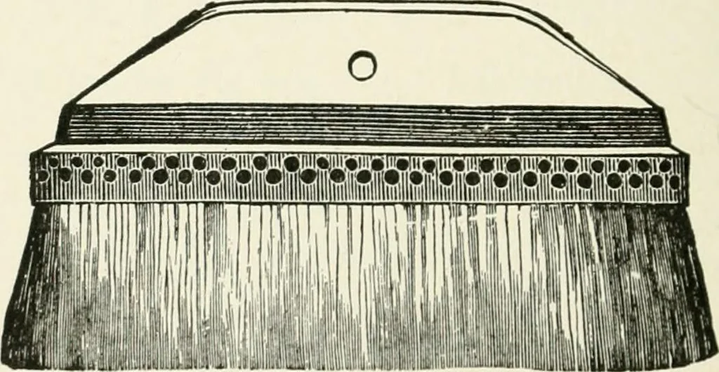 An illustration from Cyclopedia of painting : containing useful and valuable information on the following subjects : adulteration of paint, blistering of paint, brushes, calcimining, carriage painting, china painting, colors, color harmony, color mixing, color testing, exterior painting, gilding, graining, house painting, marbling, mildew, oils and driers, oil painting on glass, painting a bath tub, painting in distemper, paperhanger's tools, paperhanging, pigments, plain oil painting, primary colors, priming, scenic painting, sign painting, stains, staining, stencilling, turpentine, varnishes, varnishing, water color painting, when not to paint, practical points on painting, useful information, 1908, leaf 58