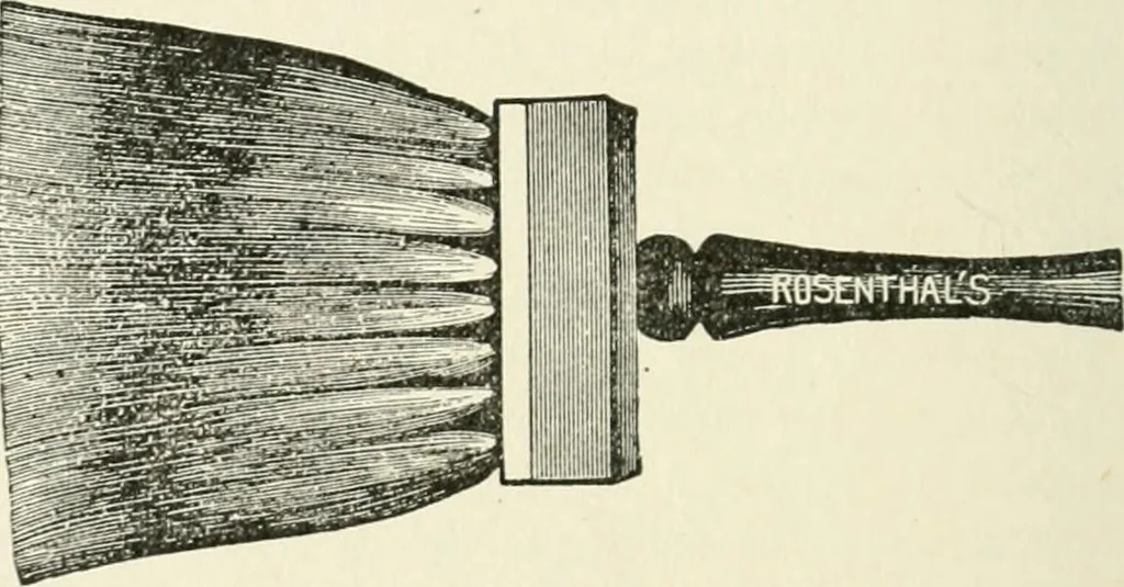 An illustration from Cyclopedia of painting : containing useful and valuable information on the following subjects : adulteration of paint, blistering of paint, brushes, calcimining, carriage painting, china painting, colors, color harmony, color mixing, color testing, exterior painting, gilding, graining, house painting, marbling, mildew, oils and driers, oil painting on glass, painting a bath tub, painting in distemper, paperhanger's tools, paperhanging, pigments, plain oil painting, primary colors, priming, scenic painting, sign painting, stains, staining, stencilling, turpentine, varnishes, varnishing, water color painting, when not to paint, practical points on painting, useful information, 1908, leaf 64