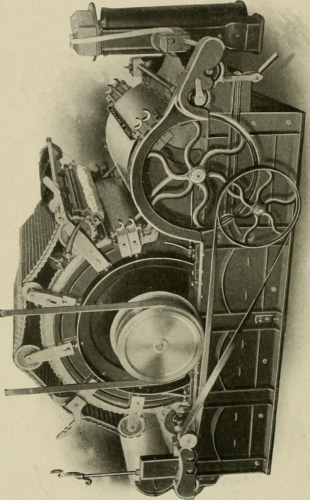 An illustration from Cyclopedia of textile work : a general reference library on cotton, woolen and worsted yarn manufacture, weaving, designing, chemistry and dyeing, finishing, knitting, and allied subjects, 1911, leaf 120