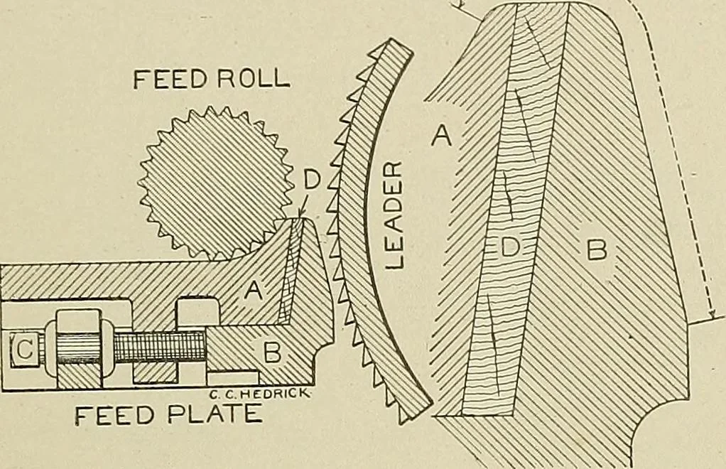 An illustration from Cyclopedia of textile work : a general reference library on cotton, woolen and worsted yarn manufacture, weaving, designing, chemistry and dyeing, finishing, knitting, and allied subjects, 1911, leaf 123