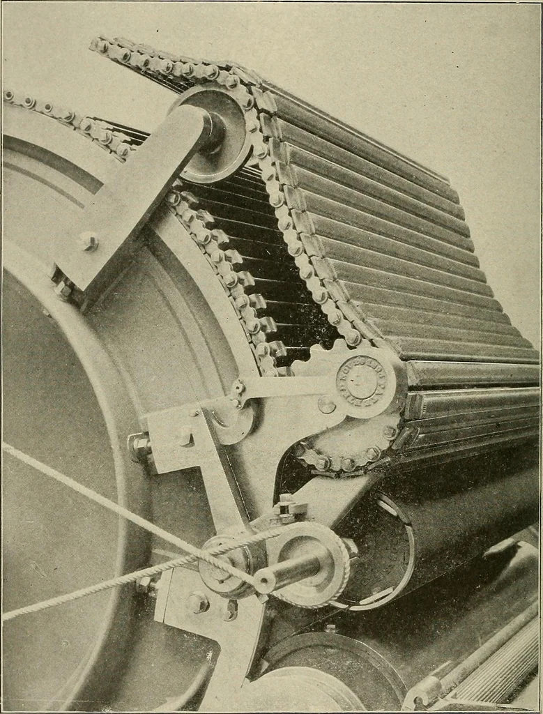An illustration from Cyclopedia of textile work : a general reference library on cotton, woolen and worsted yarn manufacture, weaving, designing, chemistry and dyeing, finishing, knitting, and allied subjects, 1911, leaf 156