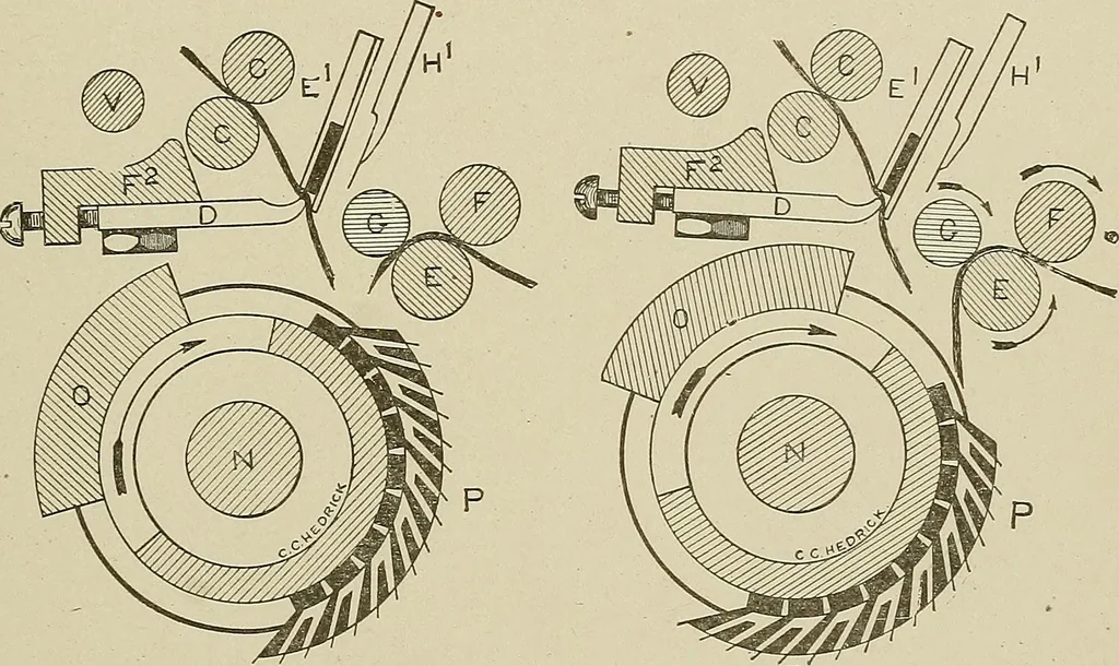 An illustration from Cyclopedia of textile work : a general reference library on cotton, woolen and worsted yarn manufacture, weaving, designing, chemistry and dyeing, finishing, knitting, and allied subjects, 1911, leaf 205
