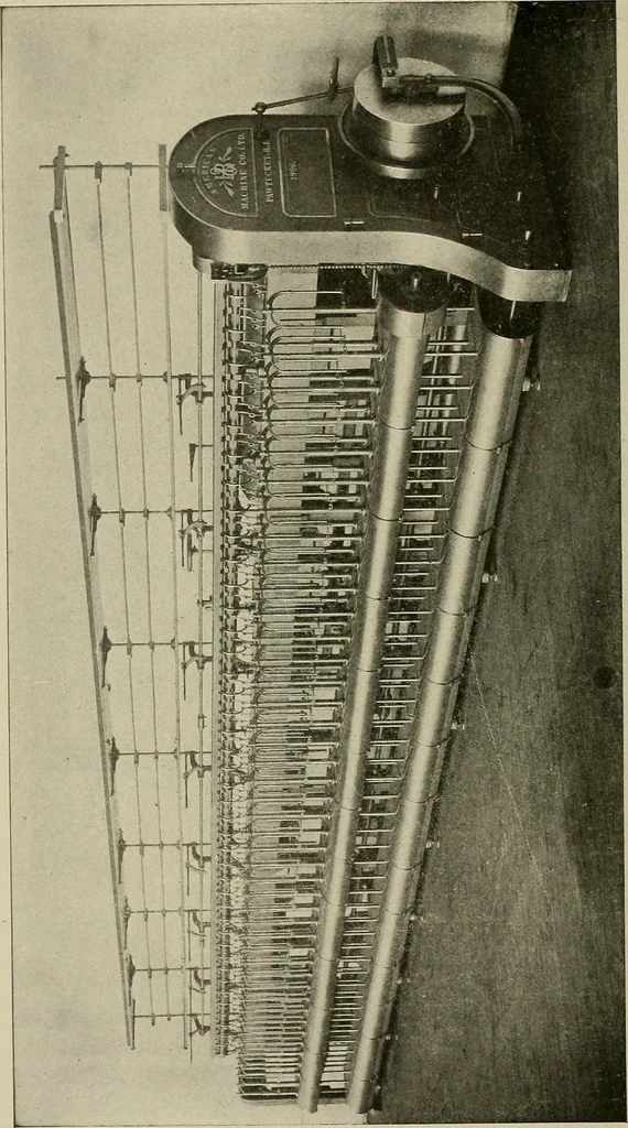 An illustration from Cyclopedia of textile work : a general reference library on cotton, woolen and worsted yarn manufacture, weaving, designing, chemistry and dyeing, finishing, knitting, and allied subjects, 1911, leaf 262