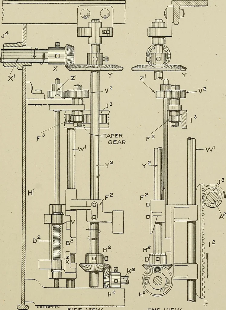 An illustration from Cyclopedia of textile work : a general reference library on cotton, woolen and worsted yarn manufacture, weaving, designing, chemistry and dyeing, finishing, knitting, and allied subjects, 1911, leaf 273