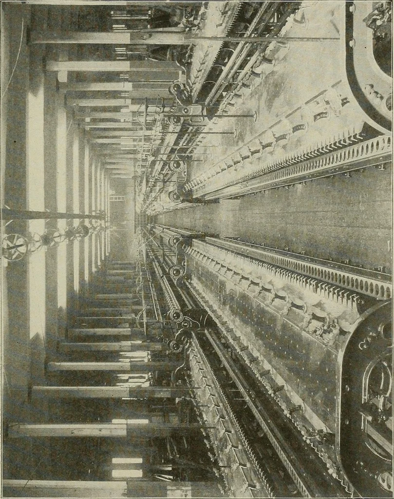 An illustration from Cyclopedia of textile work : a general reference library on cotton, woolen and worsted yarn manufacture, weaving, designing, chemistry and dyeing, finishing, knitting, and allied subjects, 1911, leaf 297