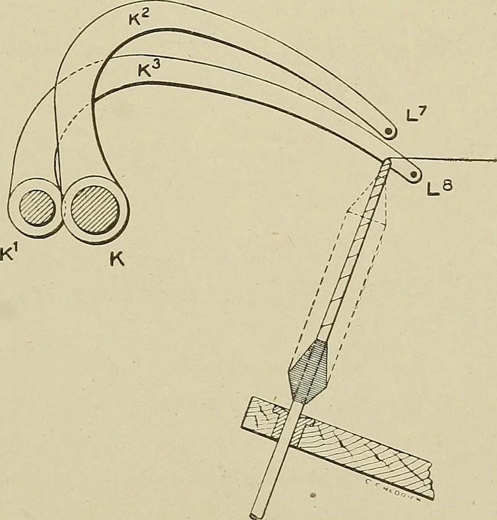 An illustration from Cyclopedia of textile work : a general reference library on cotton, woolen and worsted yarn manufacture, weaving, designing, chemistry and dyeing, finishing, knitting, and allied subjects, 1911, leaf 355