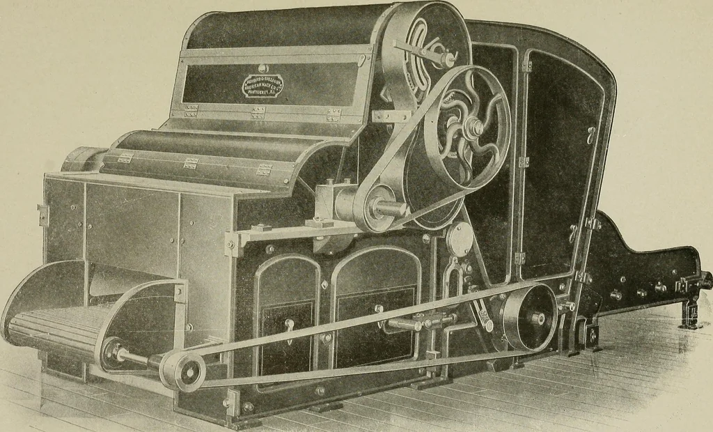 An illustration from Cyclopedia of textile work : a general reference library on cotton, woolen and worsted yarn manufacture, weaving, designing, chemistry and dyeing, finishing, knitting, and allied subjects, 1911, leaf 49