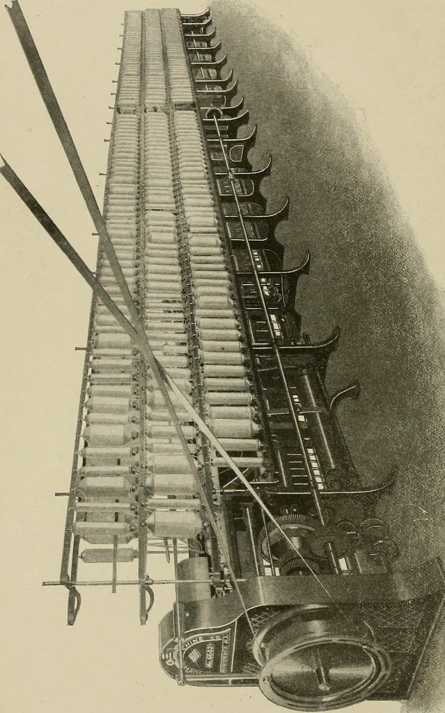 An illustration from Cyclopedia of textile work : a general reference library on cotton, woolen and worsted yarn manufacture, weaving, designing, chemistry and dyeing, finishing, knitting, and allied subjects, 1911, leaf 6