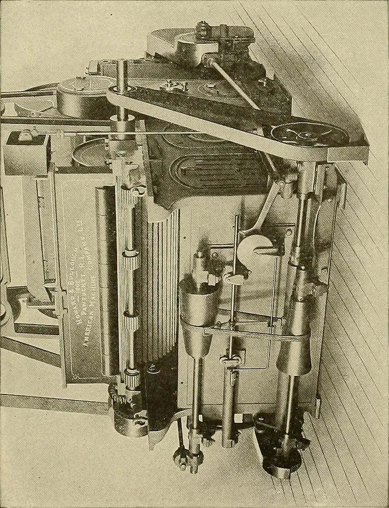 An illustration from Cyclopedia of textile work; a general reference library on cotton, woolen and worsted yarn manufacture, weaving, designing, chemistry and dyeing, finishing, knitting, and allied subjects, 1911, leaf 101