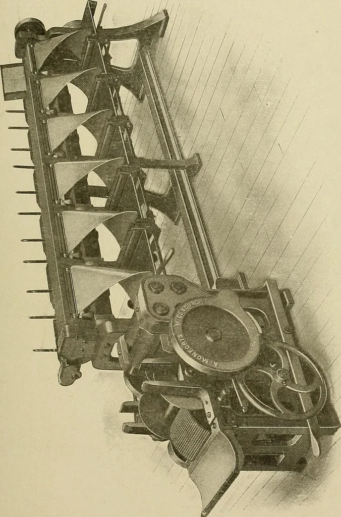 An illustration from Cyclopedia of textile work; a general reference library on cotton, woolen and worsted yarn manufacture, weaving, designing, chemistry and dyeing, finishing, knitting, and allied subjects, 1911, leaf 223