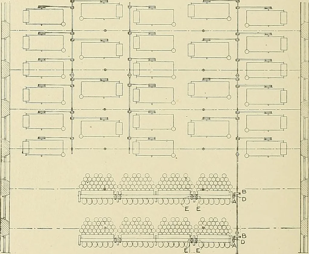 An illustration from Cyclopedia of textile work; a general reference library on cotton, woolen and worsted yarn manufacture, weaving, designing, chemistry and dyeing, finishing, knitting, and allied subjects, 1911, leaf 230