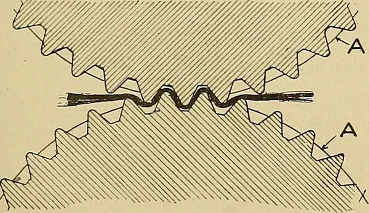 An illustration from Cyclopedia of textile work; a general reference library on cotton, woolen and worsted yarn manufacture, weaving, designing, chemistry and dyeing, finishing, knitting, and allied subjects, 1911, leaf 247