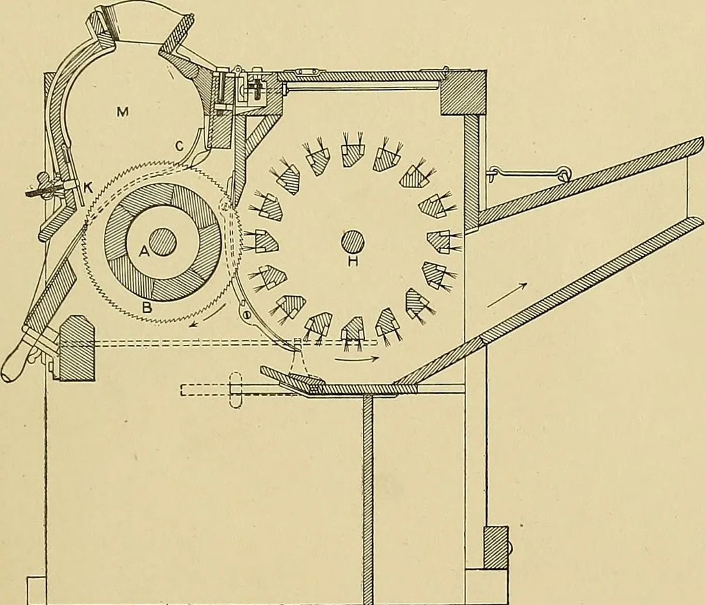An illustration from Cyclopedia of textile work; a general reference library on cotton, woolen and worsted yarn manufacture, weaving, designing, chemistry and dyeing, finishing, knitting, and allied subjects, 1911, leaf 25