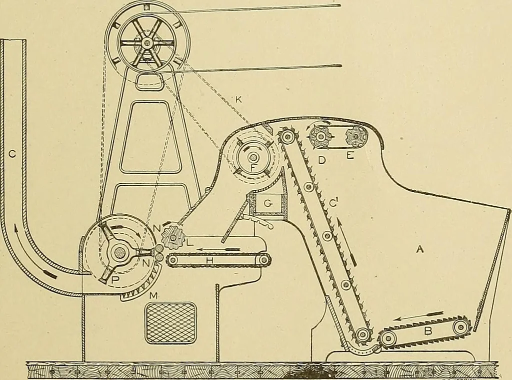 An illustration from Cyclopedia of textile work; a general reference library on cotton, woolen and worsted yarn manufacture, weaving, designing, chemistry and dyeing, finishing, knitting, and allied subjects, 1911, leaf 55