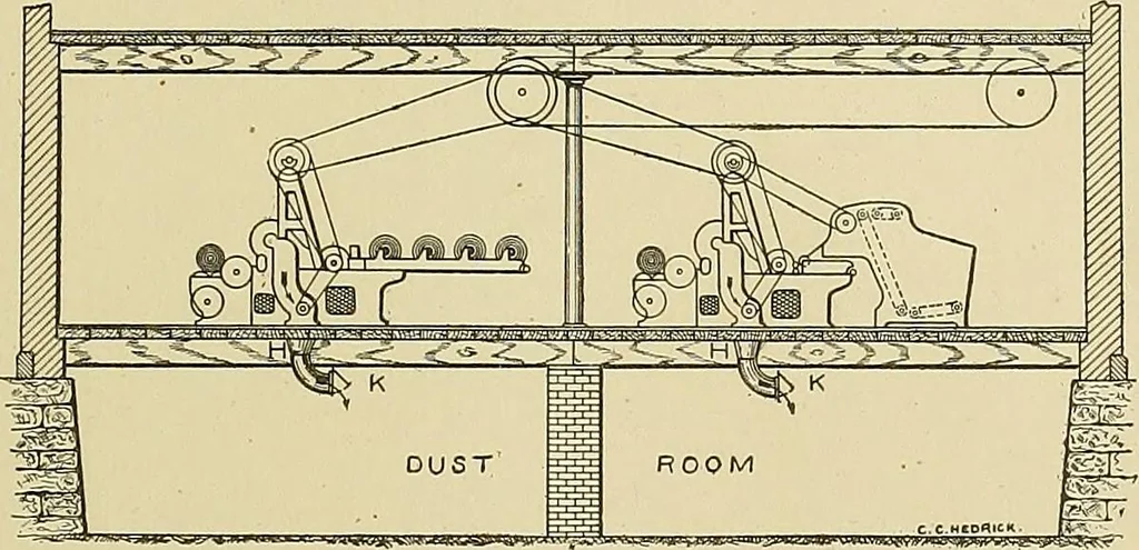 An illustration from Cyclopedia of textile work; a general reference library on cotton, woolen and worsted yarn manufacture, weaving, designing, chemistry and dyeing, finishing, knitting, and allied subjects, 1911, leaf 75